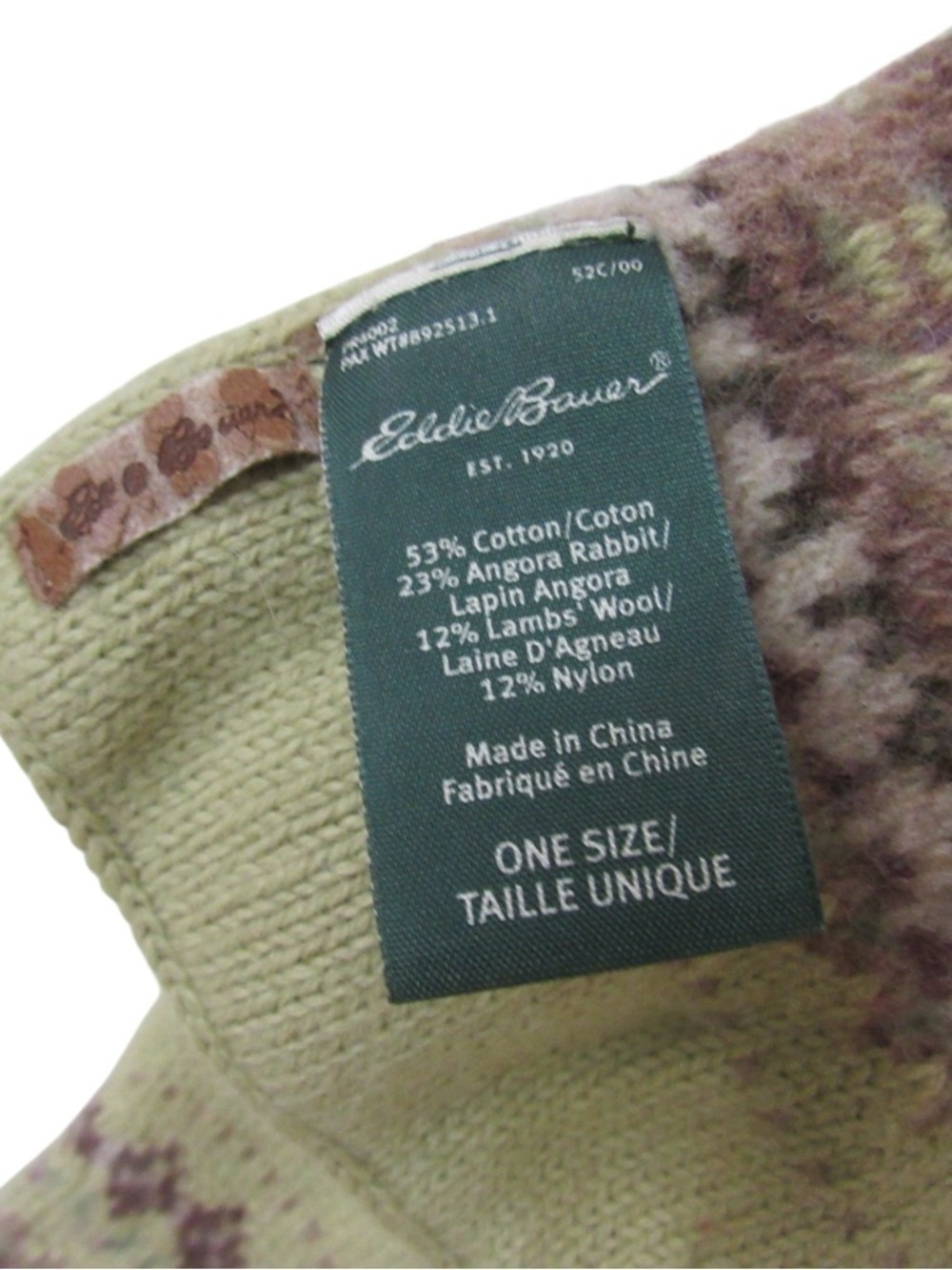 Eddie Bauer Olive Green Knit Scarf with Patterned Trim - Picture 5 of 5